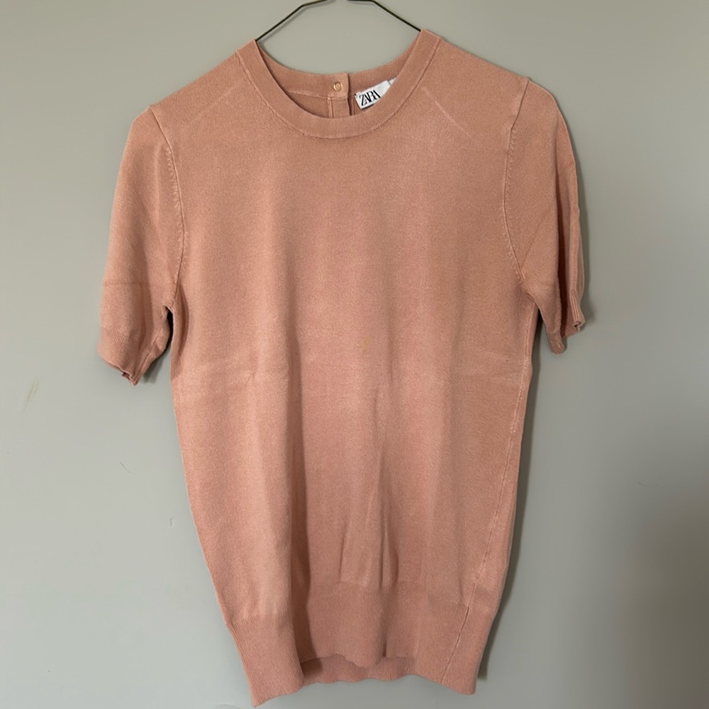 Nude pink Zara short sleeve sweater top